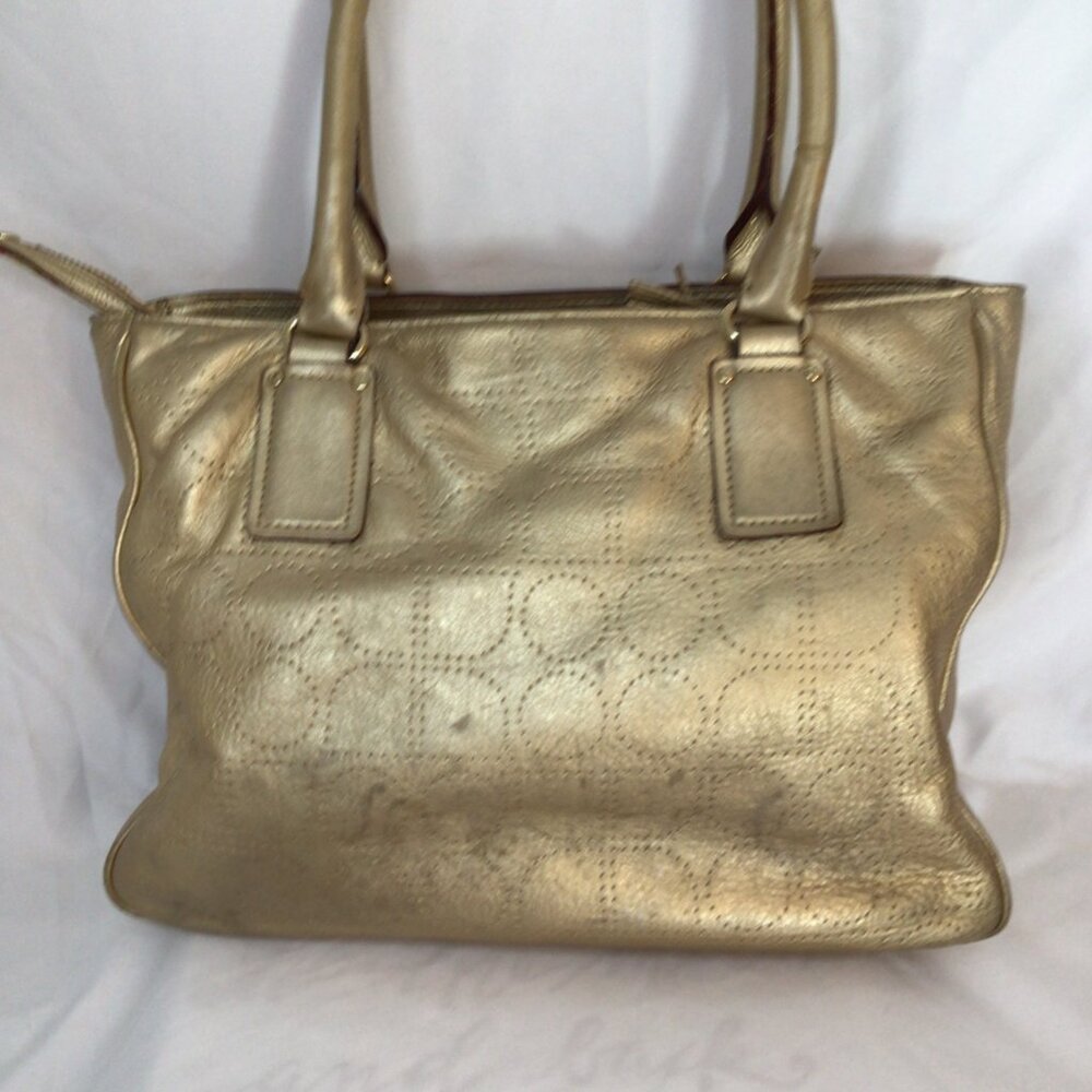 Kate Spade York Street Metallic Gold Leather Satchel • WKRU0812 • Care Cards - Picture 8 of 16